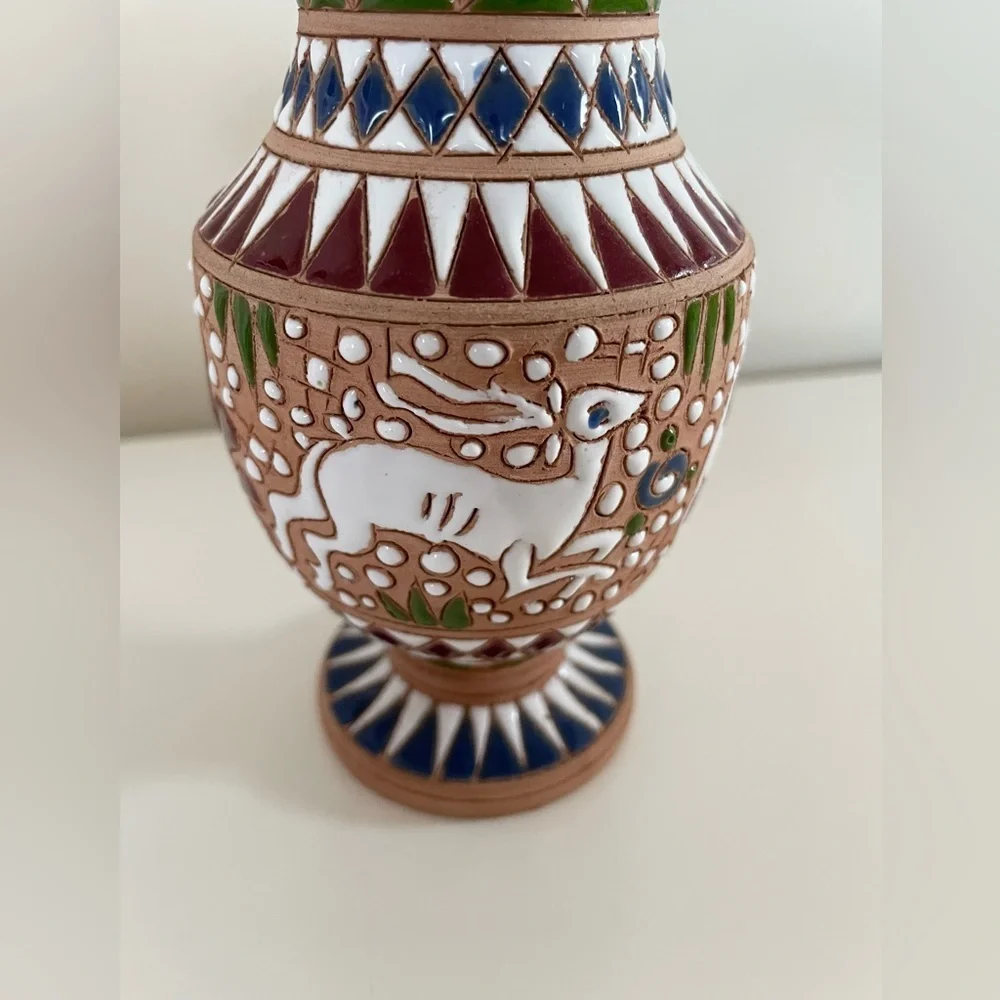 Handcrafted Greek Mythology Multicolor Pottery Home Decor Vase